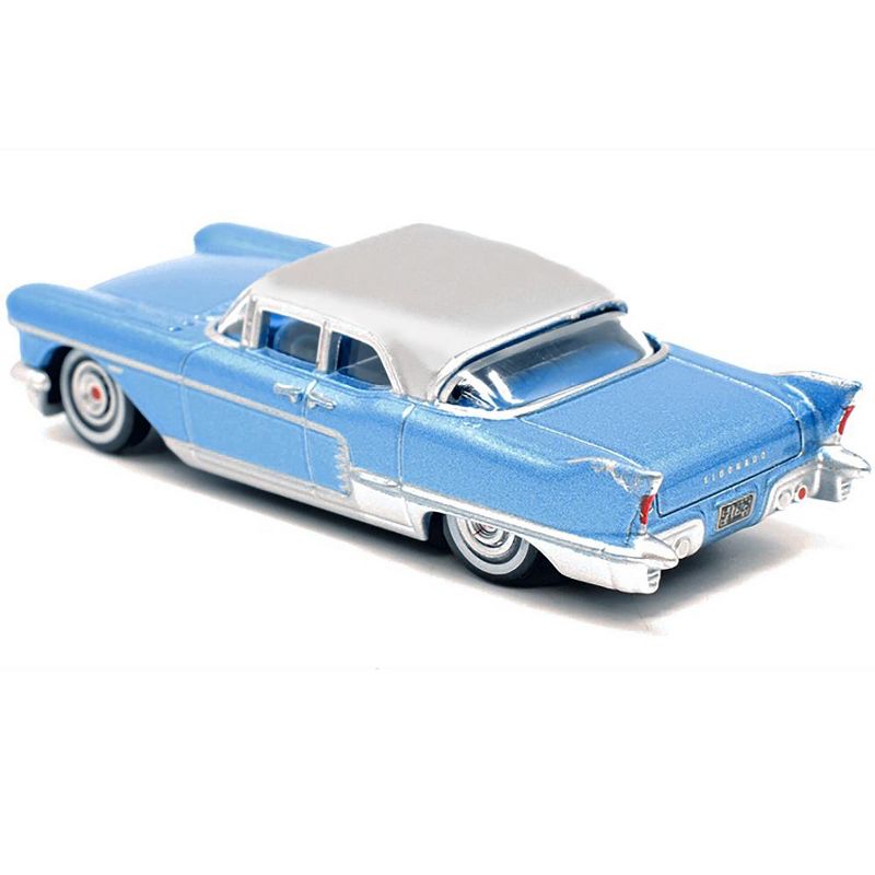 1957 Cadillac Eldorado Hardtop Copenhagen Blue Metallic with Silver Top 1/87 (HO) Scale Diecast Model Car by Oxford Diecast