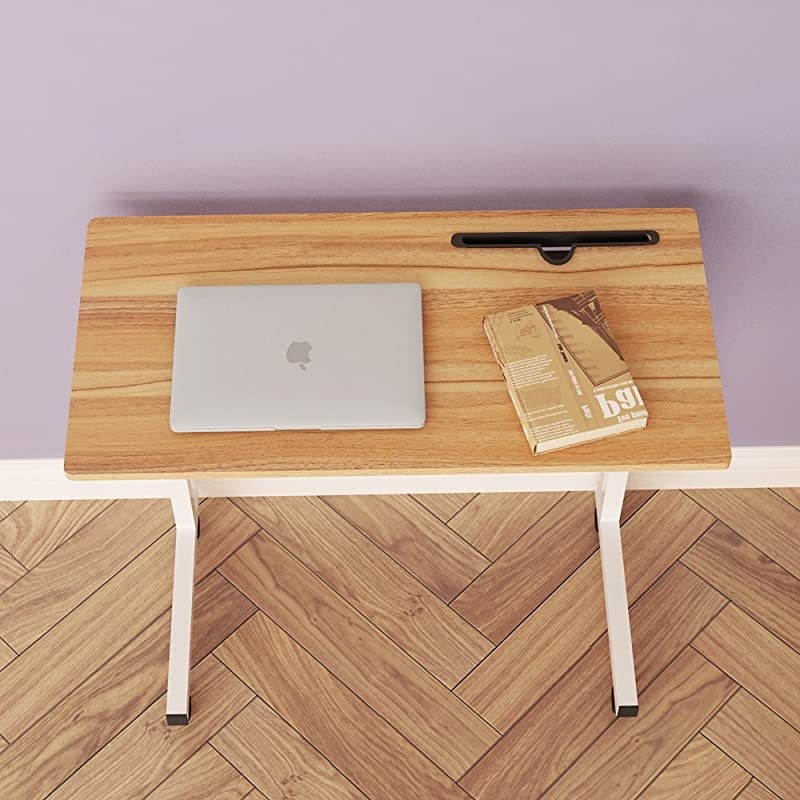 314 Inches Large Size Mobile Side Table Adjustable Movable wTablet Slot amp Wheels Portable Laptop Stand for Bed Sofa 05380O Oak