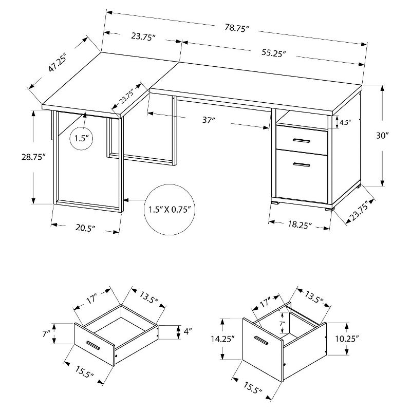 Monarch Specialties 80" Modern Home Office Computer Desk with Drawers, White