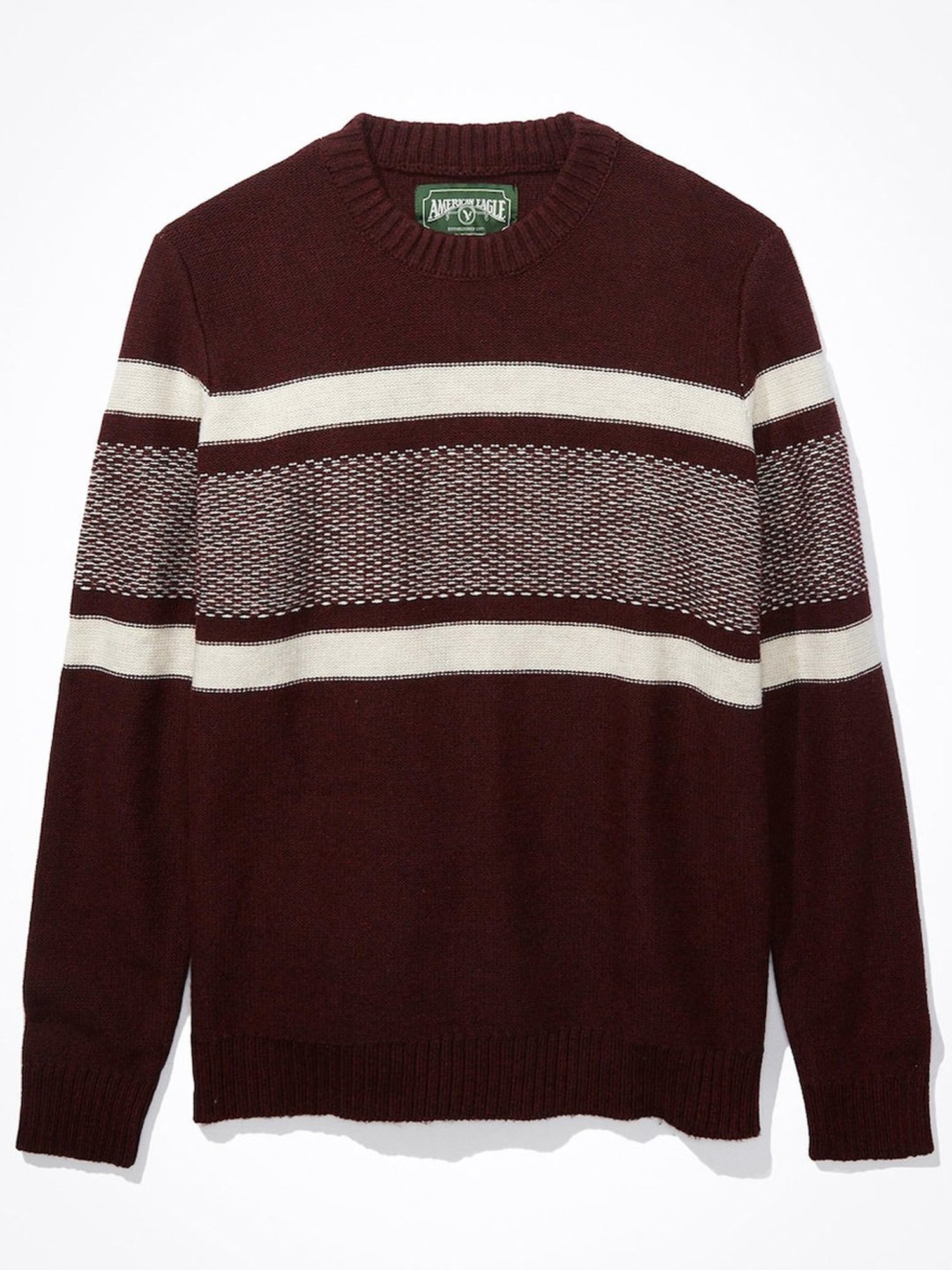 American Eagle Brown Regular Fit Striped Sweater