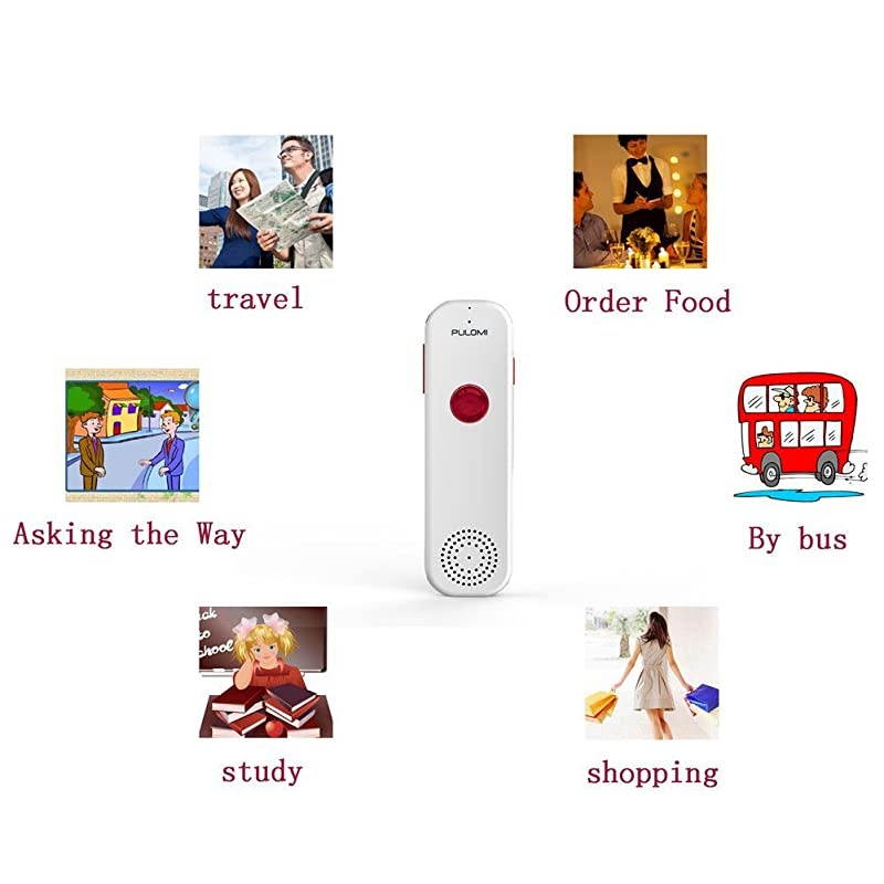 Easy Trans Smart Language Translator Device Electronic Pocket Voice Bluetooth 52 Languages for Learning Travel Shopping Business Fit for Apple iPhone Android White Red