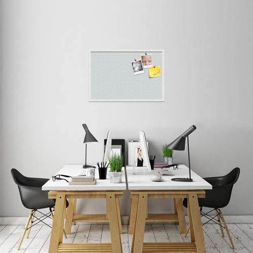 PinPix pin Cork Bulletin Board Made from Canvas, Modeco Hex Aqua 36x24 Inches 2 x 3 ft and Framed in Satin White Frame (PinPix-1540-36x24_FRBW26074)