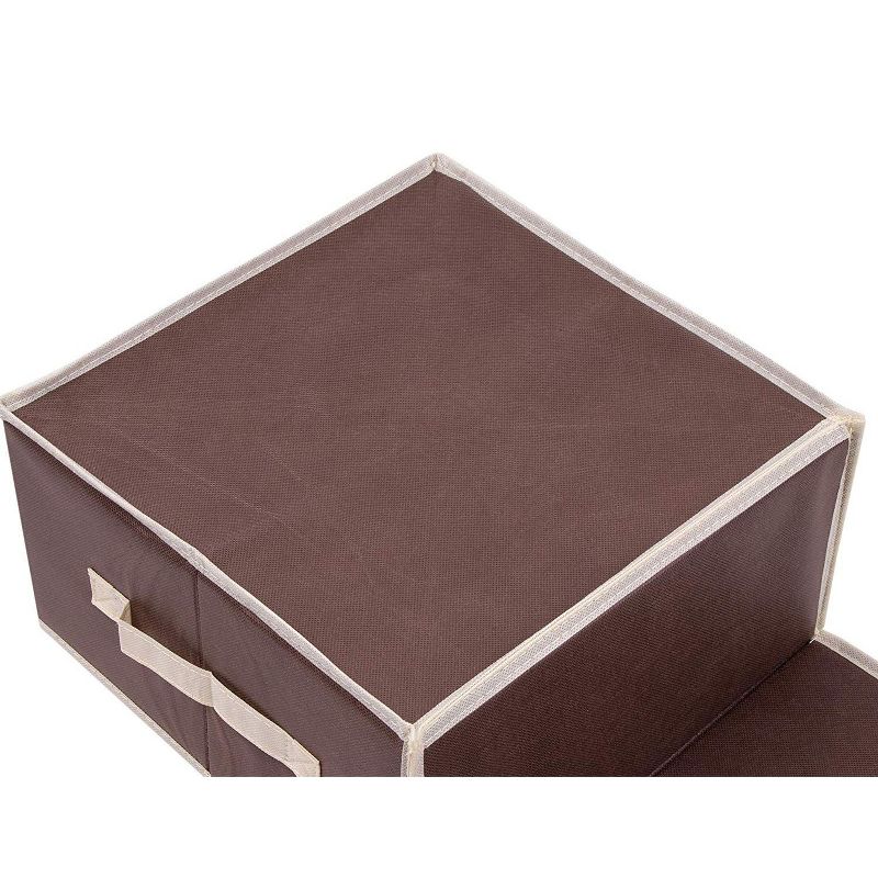 Juvale 3 Pack Collapsible Fabric Storage Bins Cubes, Decorative Foldable Boxes with Window & Lid - Brown, Large, 12 x 12 x 6.5 Inches