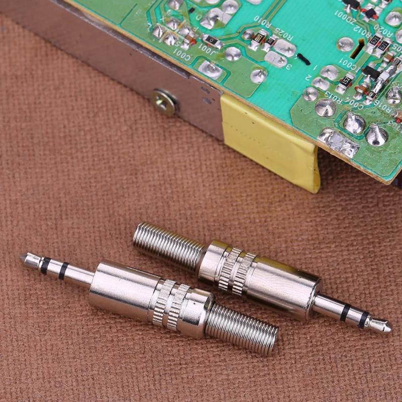 2pcs 3.5mm 1/8in Stereo Male Audio TRS Plated Jack Plug Adapter Connectors