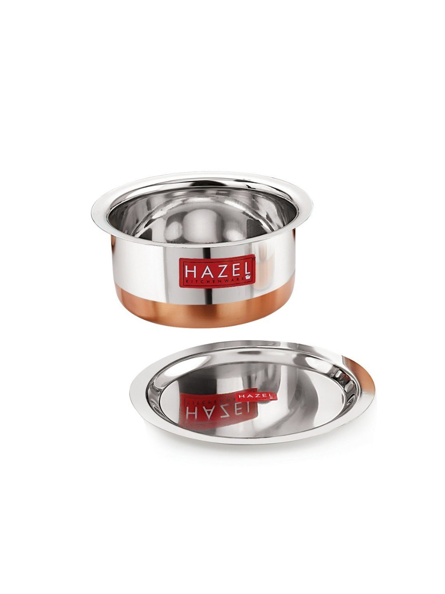 HAZEL Silver Stainless Steel Copper Bottom Tope with Lid (1 L)