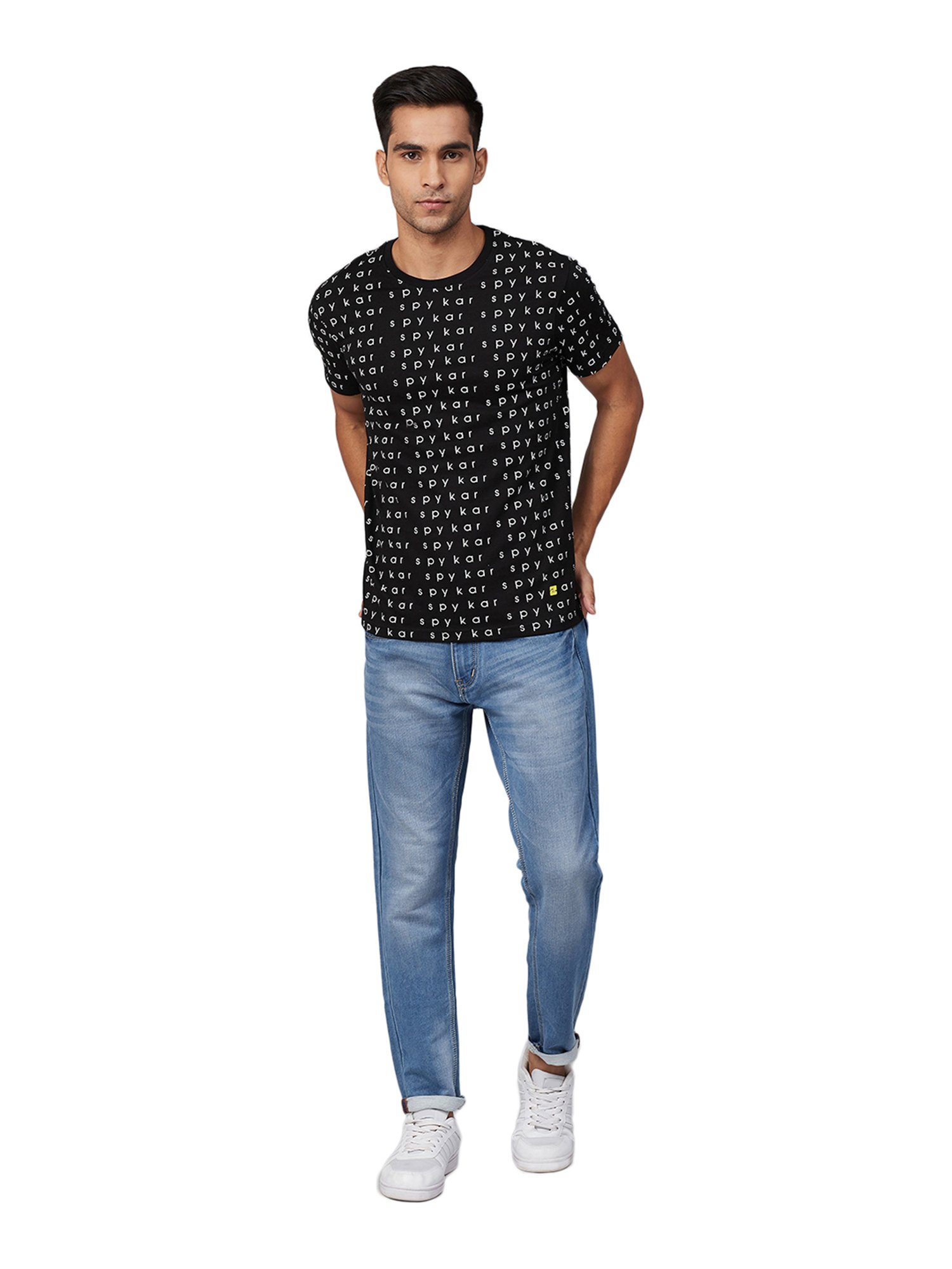 Spykar Black Printed T-Shirt