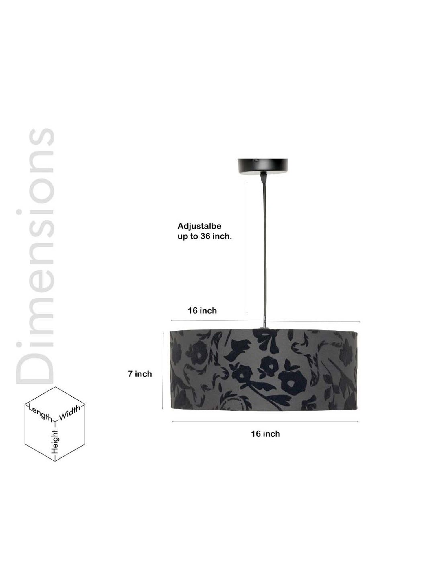 Kapoor E Illuminations Black Velvet Printed Shade Pendant Light