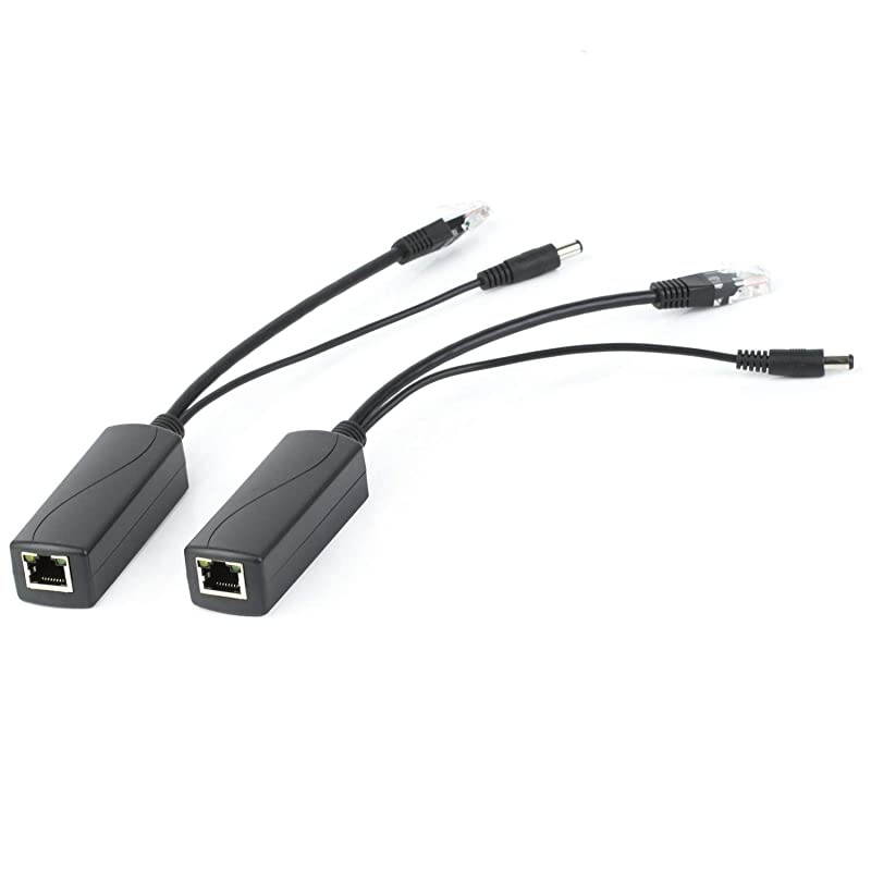 2Pack Active PoE Power Over ethernet Splitter Adapter 48V to 12V IEEE 8023af Compliant 10100Mbps PoE Splitter with 12V Output for Surveillance Camera