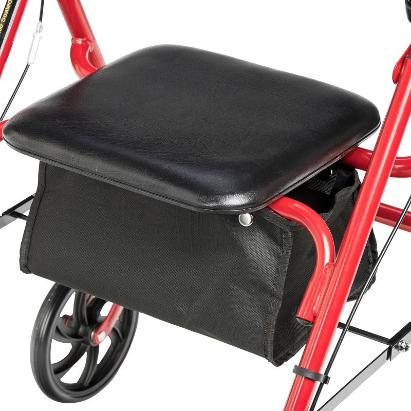 Drive Medical Four Wheel Walker Rollator with Fold Up Removable Back Support, Red