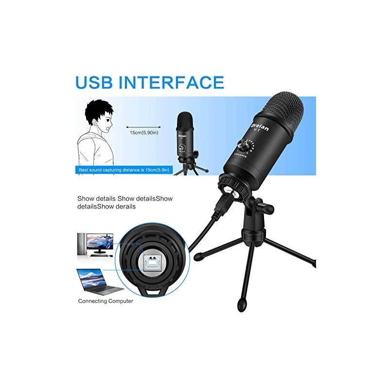 Microphone Condenser desktop Computer Mic 192KHZ24BIT Plug ampamp Play with Professional Sound Chipset for PC Voice RecordingPodcastingSkypeYouTubeGamesGoogle Voice Search