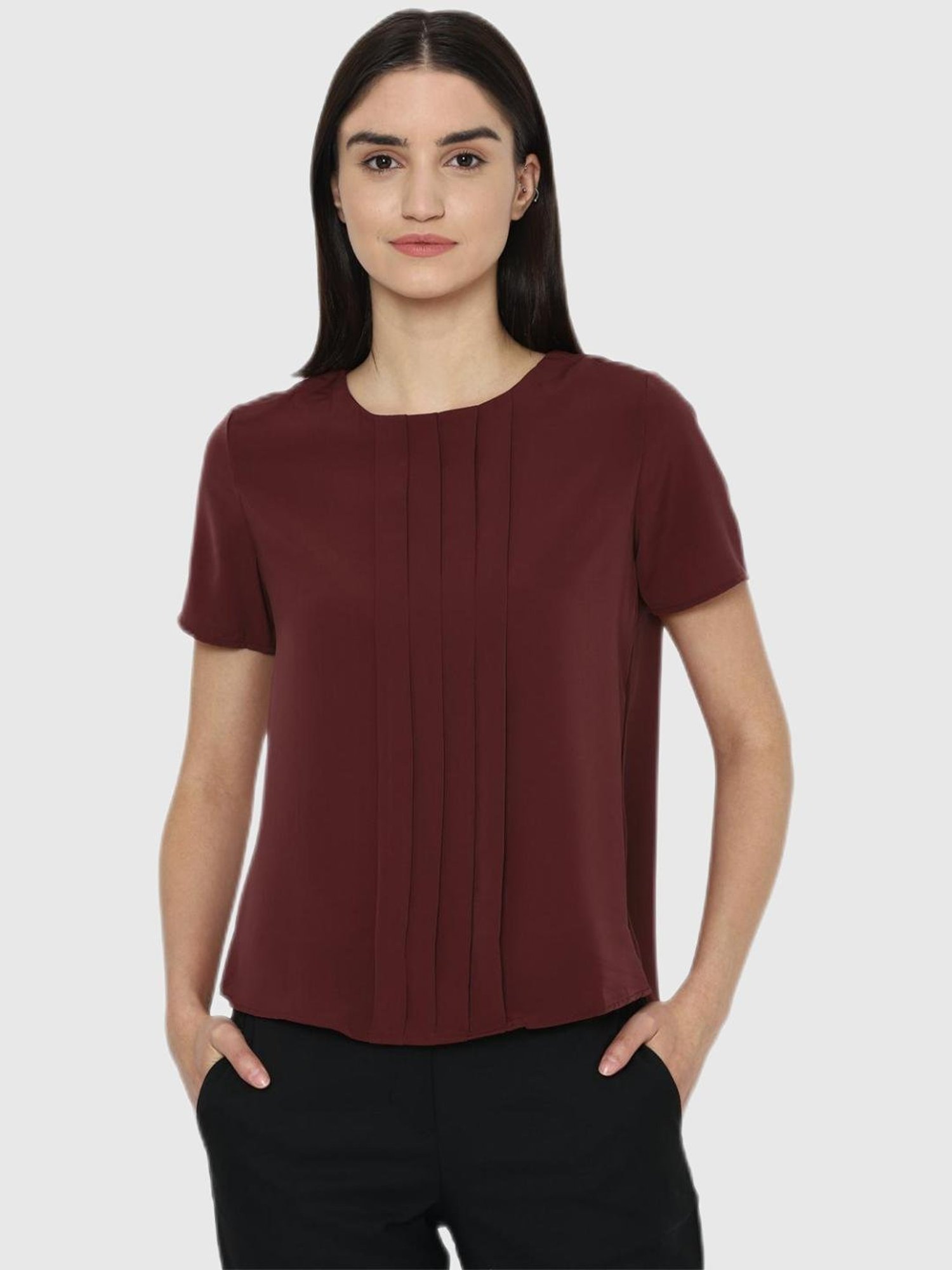 Allen Solly Maroon Regular Fit Top