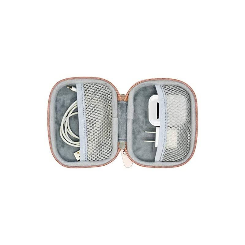 Protection and Storage Case for Airpods Case, Featured Design, mesh Pouches for airpods case, Wall Charger and Cable, (Rose Gold)