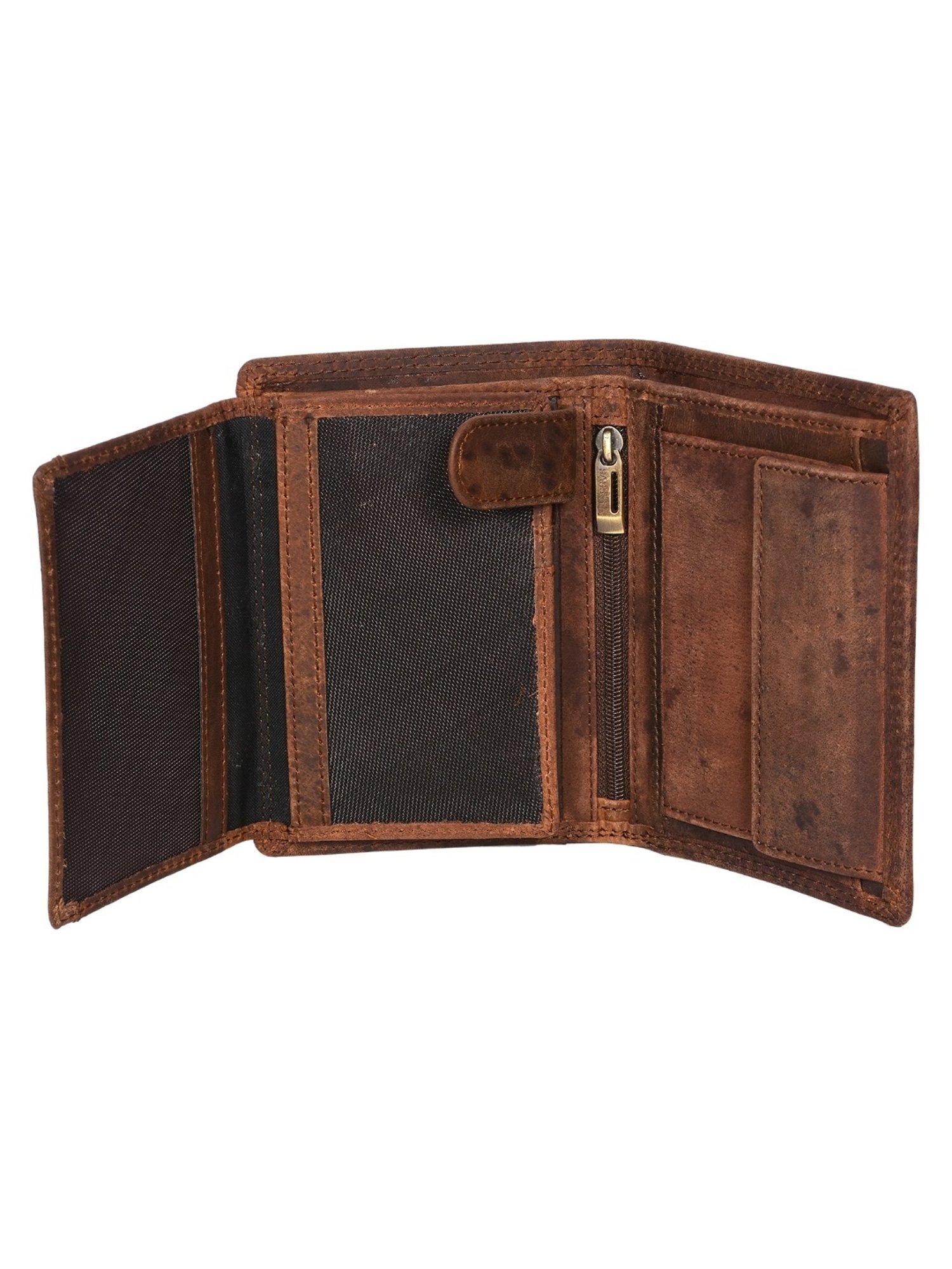 SASSORA ARLO Brown Leather Textured Bi-Fold Wallet