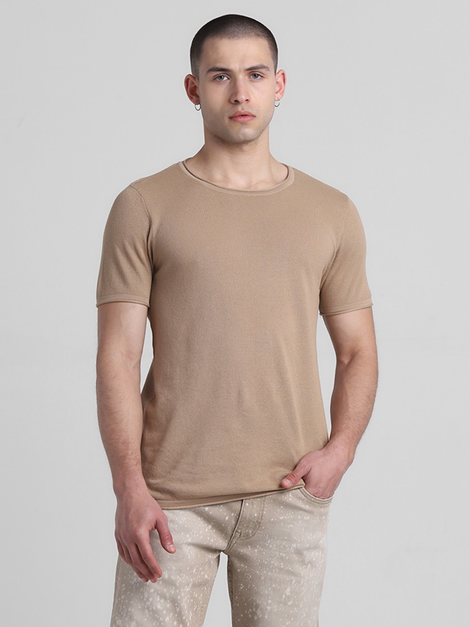 Jack & Jones Warm Sand Cotton Slim Fit Sweater