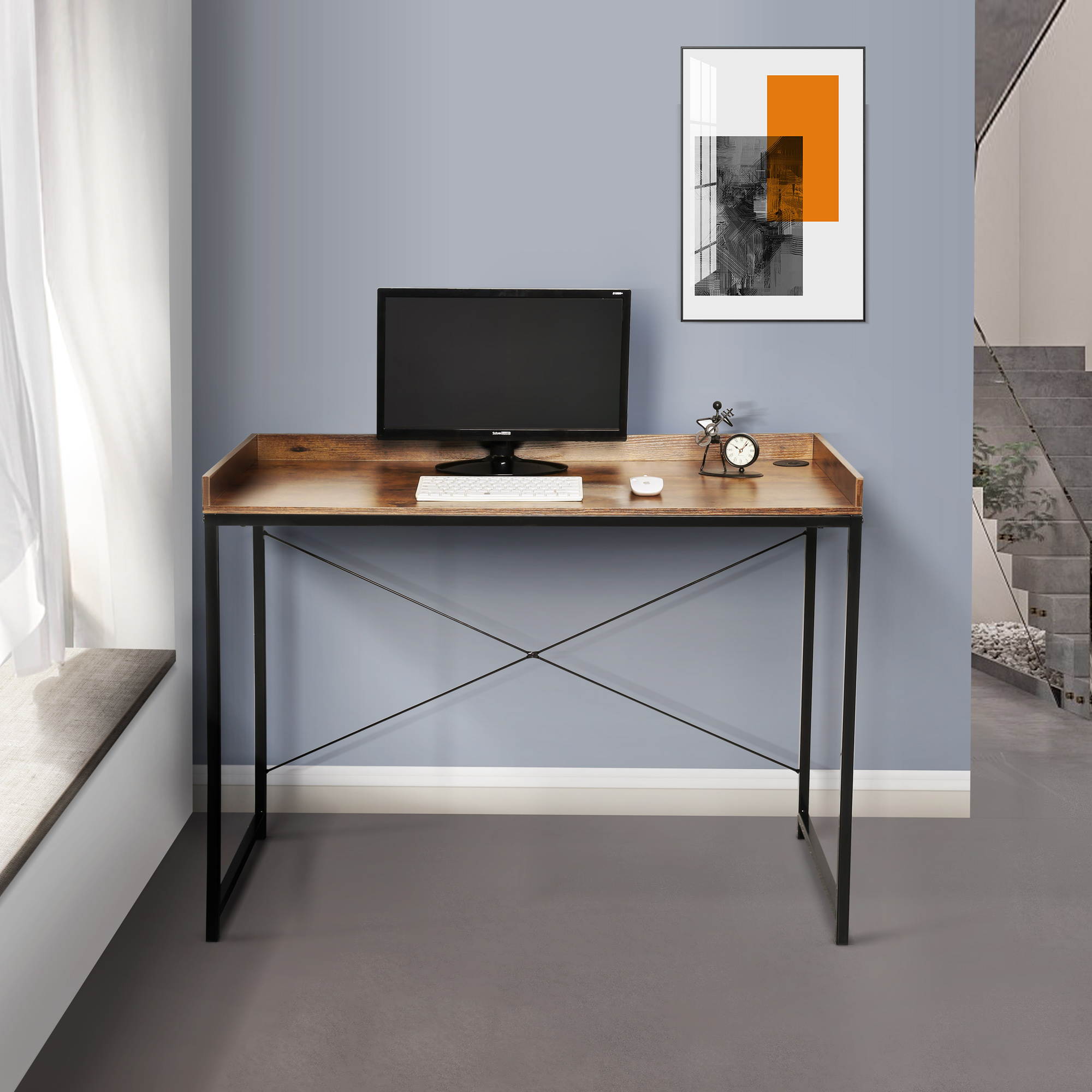 43 inch Gaming Desk Racing Style Computer Desk Living Room Desk Home Office Desk Writing Table Study Table With Cable Management Hole and Adjustable Foot Pads