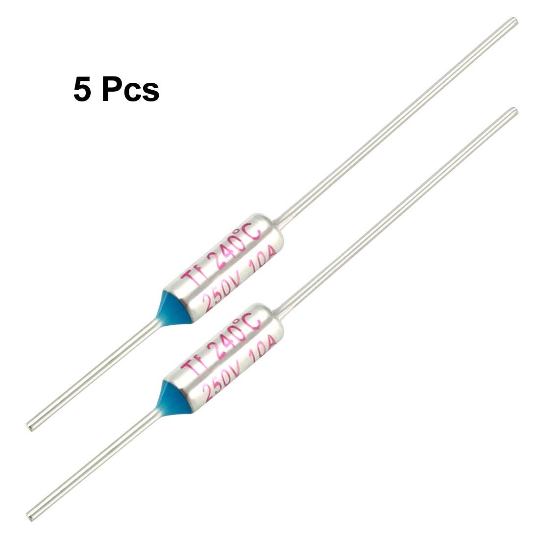 Global Bargains 5Pcs RY TF 240 Celsius Degree Cutoff Thermal Fuse AC 250V 10A Blue Silver Tone
