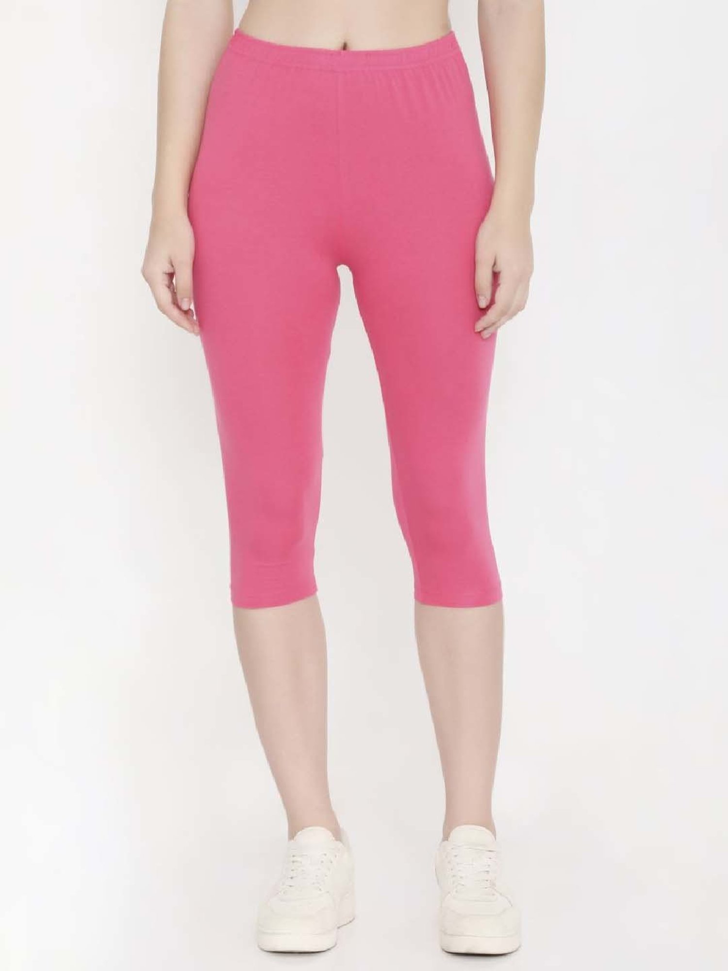 FEELINGS Pink Cotton Plain Capris