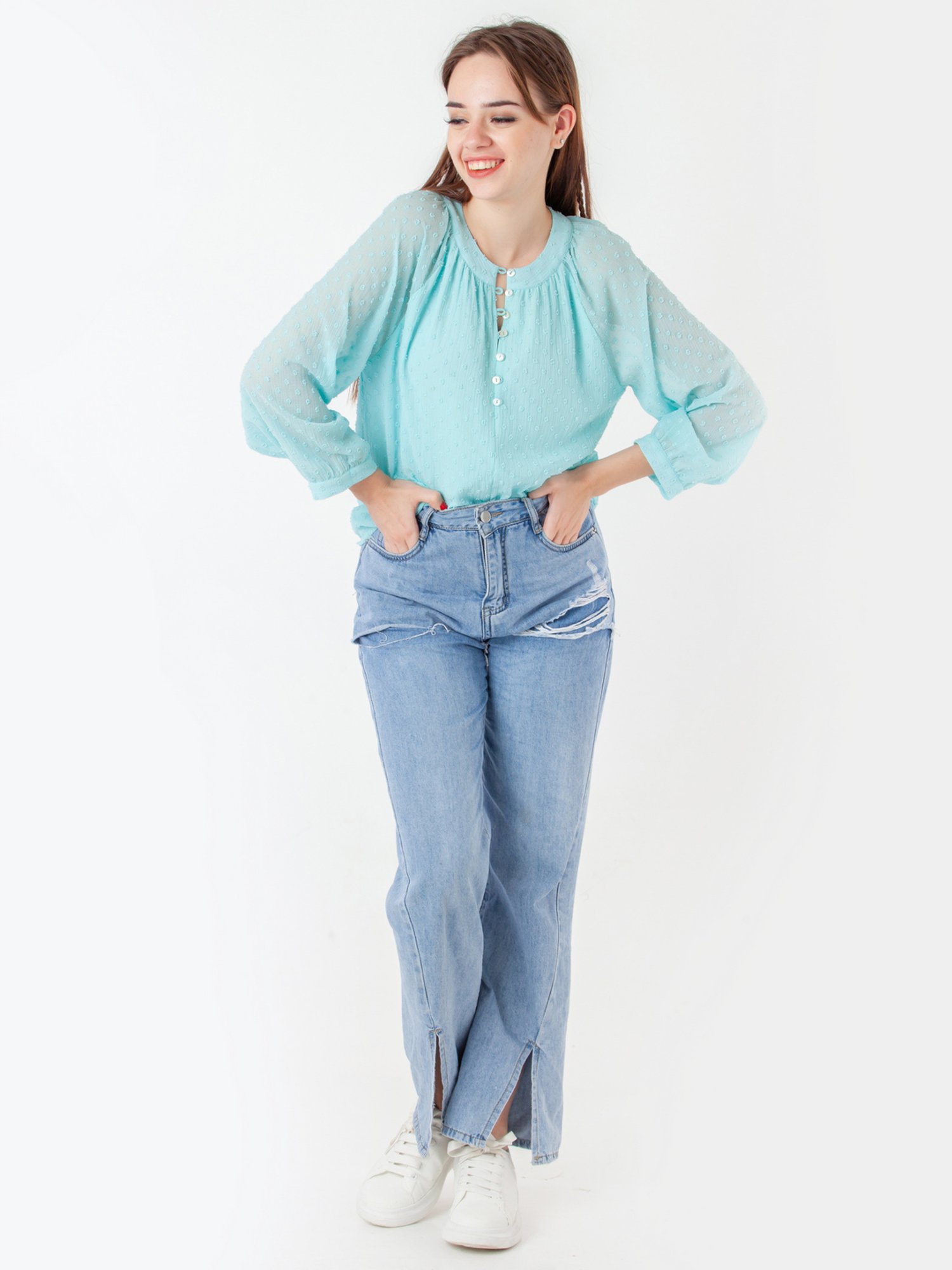 Zink London Blue Self Design Top