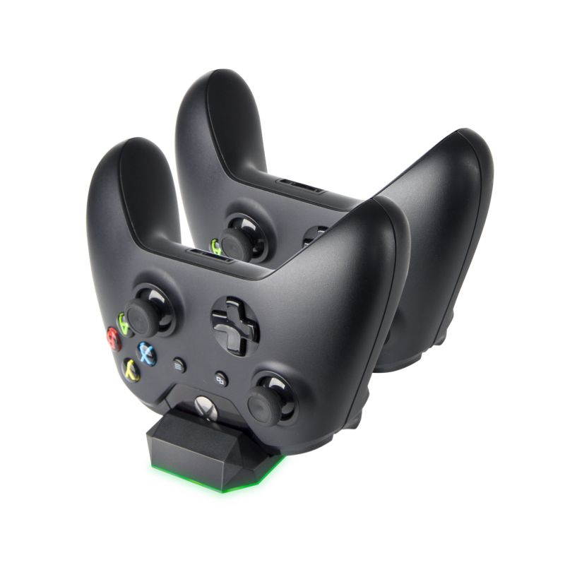 Megadream Xbox One Controller Charger, Dual Docking Station 300mAh Rechargeable Battery Pack & Charge Cable & Charging / Charged LED Indicator for Xbox One, Xbox One Slim, Xbox One X - Black