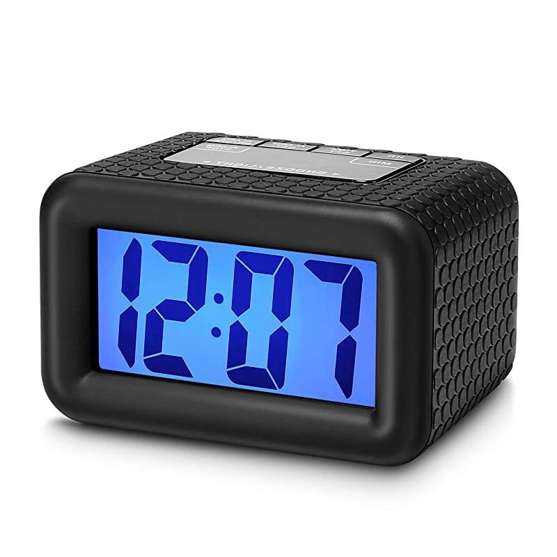 Digital Clock Kids Alarm Clocks with Snooze and Backlight Simple Travel Clocks Large LCD Display Ascending Sound and Handheld Sized Good for Kids Black