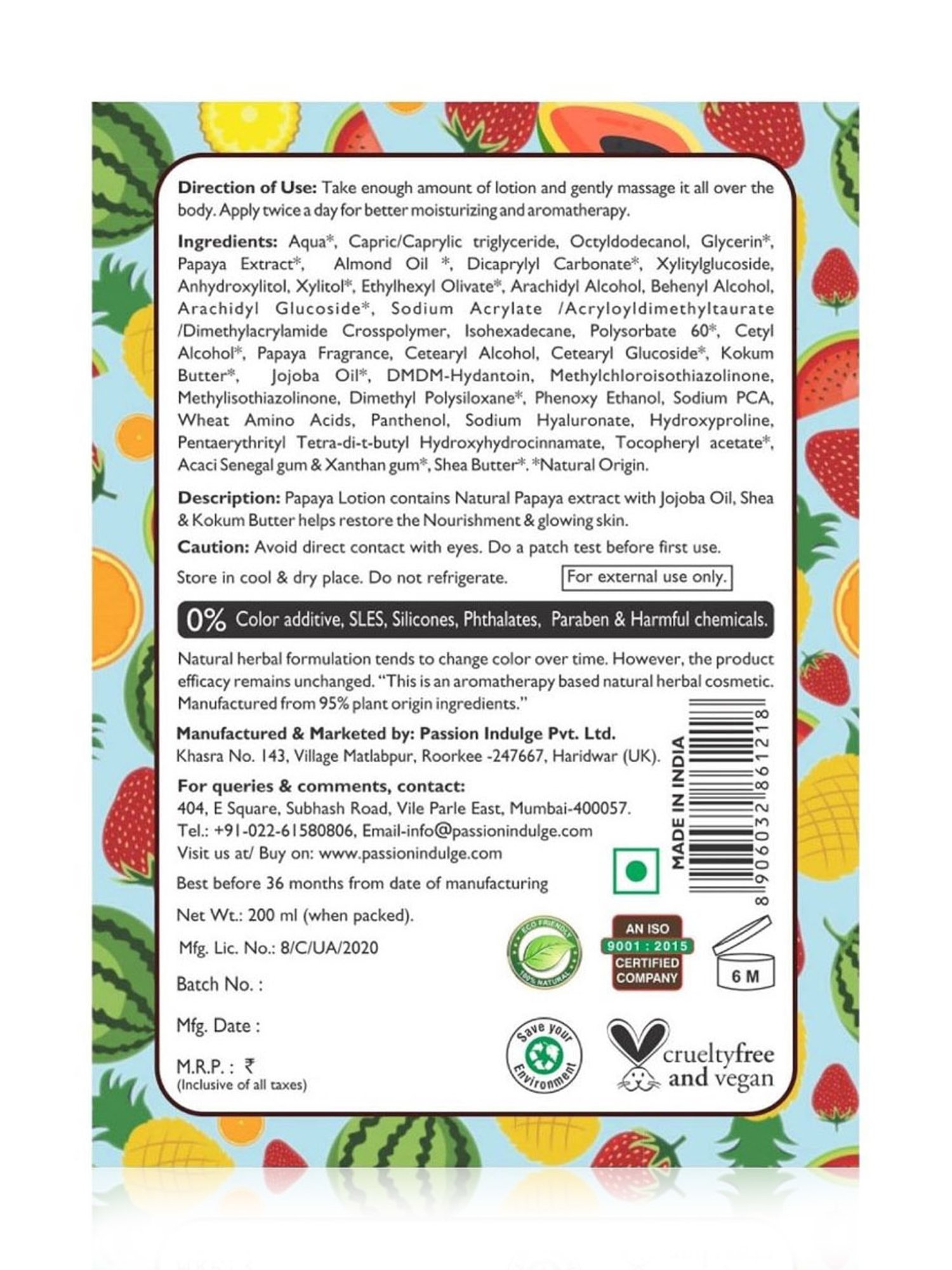 Passion Indulge Papain Papaya Body Lotion Buy 1 Get 1 Free - 400 ml