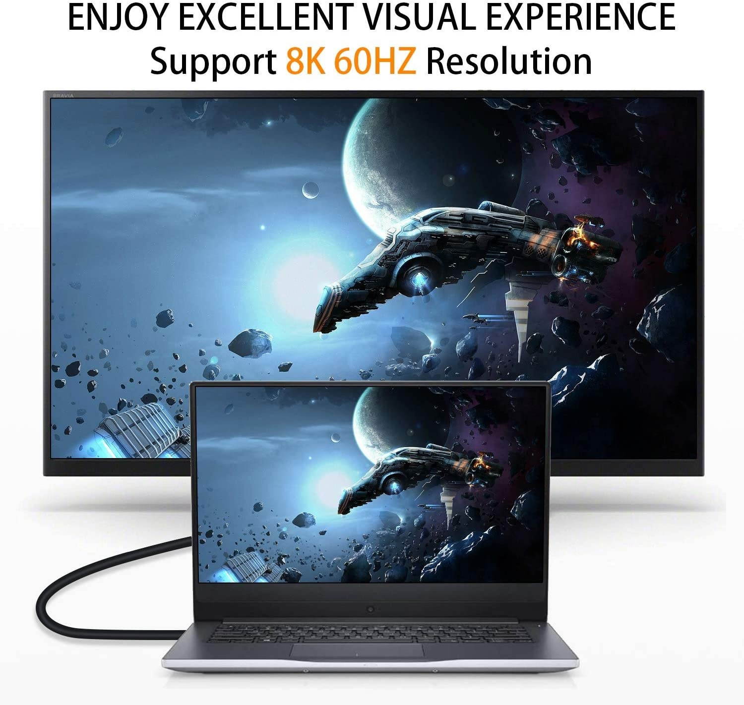 Poyiccot 8K HDMI Extension Cable Short 8K HDMI 90 Degree Right Angle Male to Female HDMI 2.1 Cable Adapter 48Gbps with 8K 60Hz Video and 3D HDR for TV/Xbox /PS4 /PS5 (Right M/F) 0.5feet