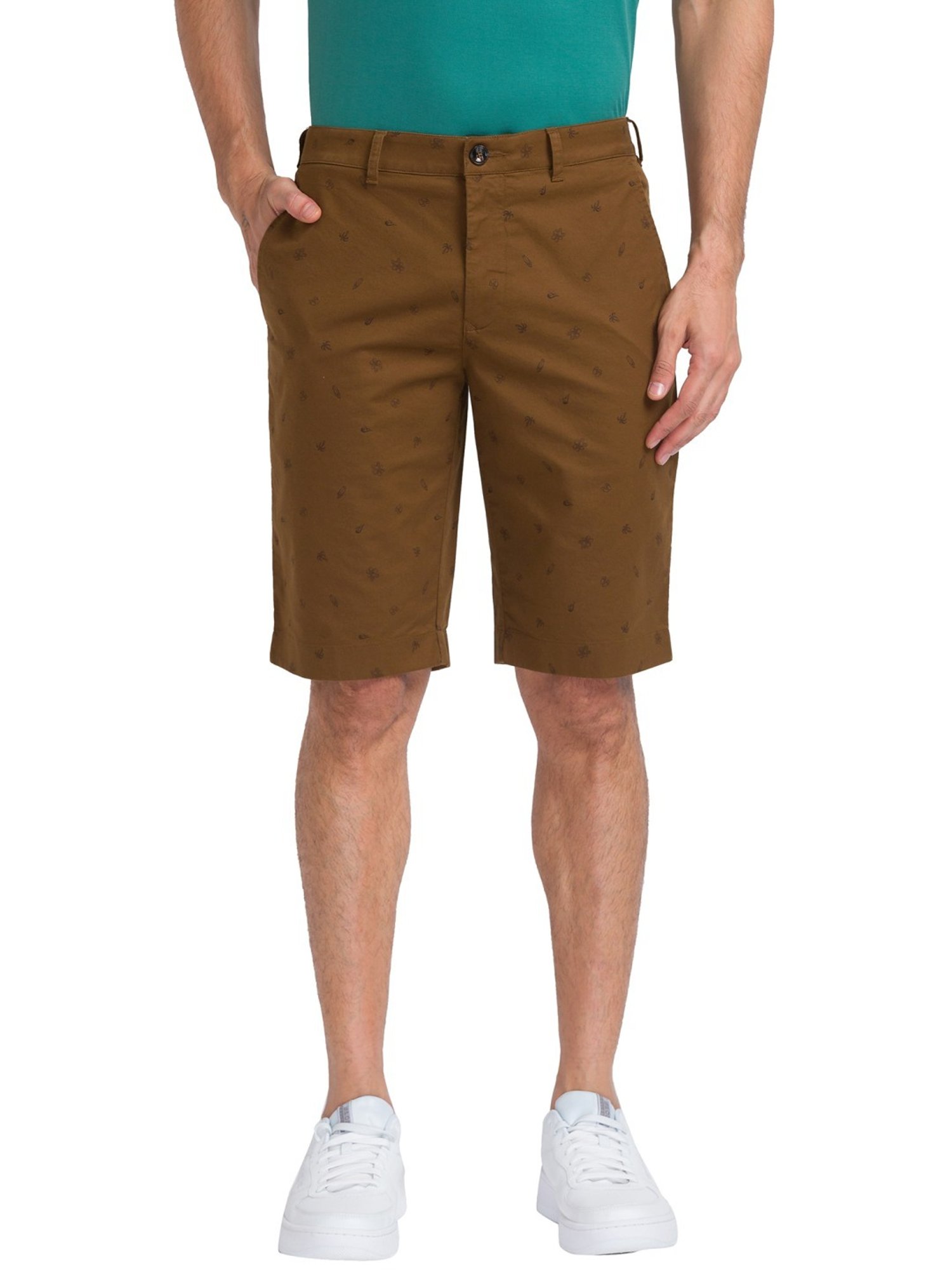 ColorPlus Brown Contemporary Fit Printed Shorts