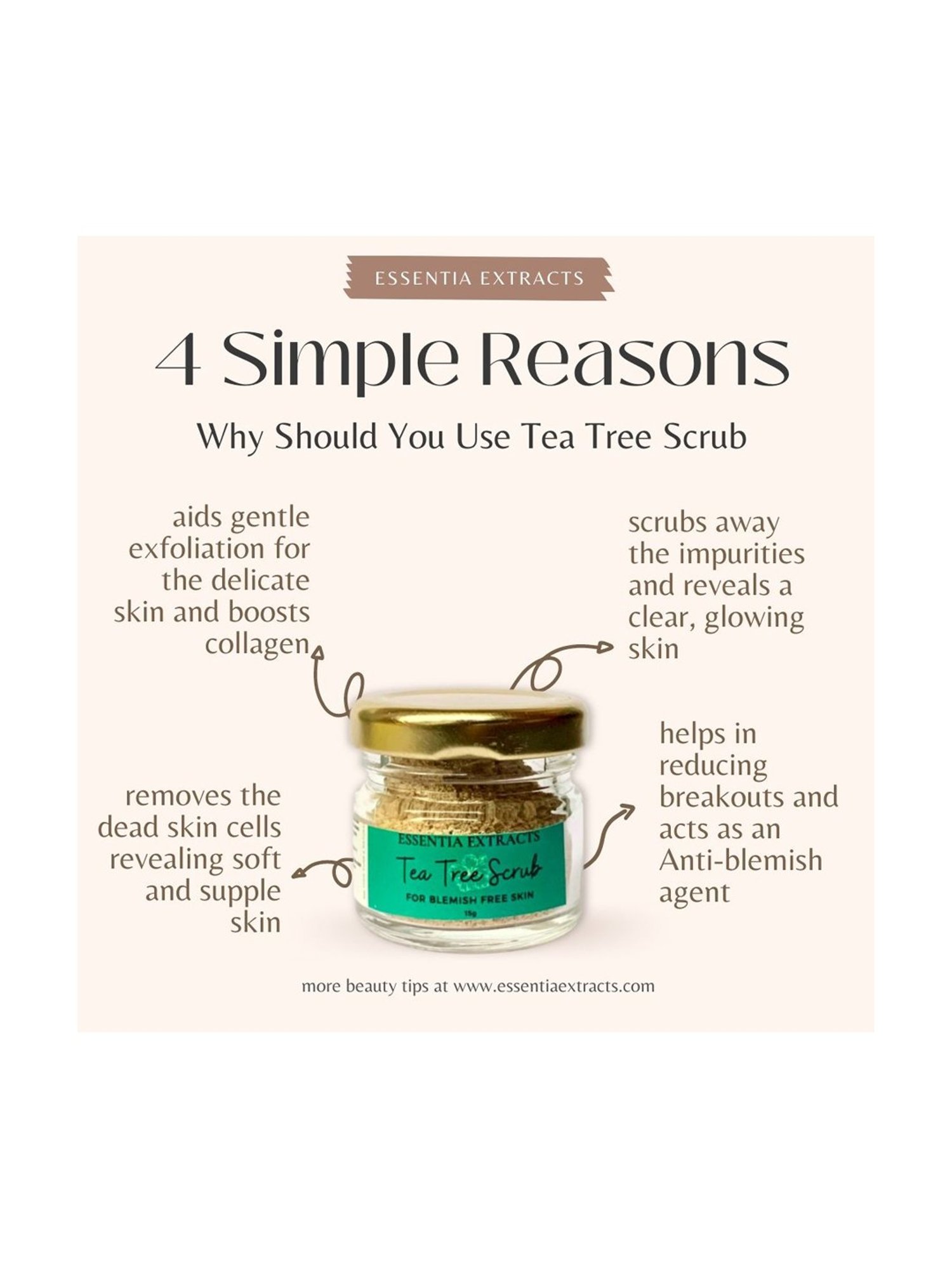 Essentia Extracts Tea Tree Face & Body Exfoliating Scrub - 15 gm