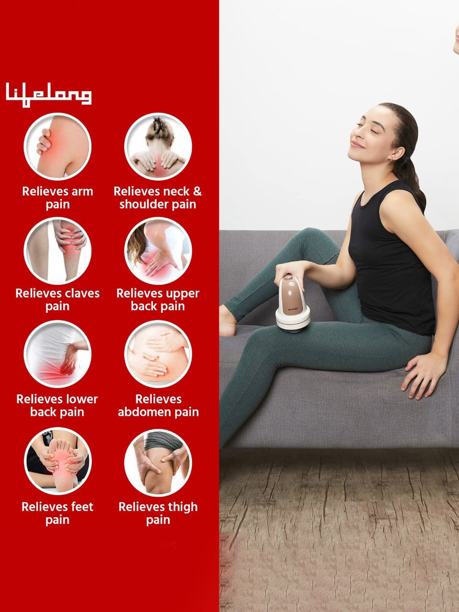 Lifelong LLM27 Electric Handheld Full Body Massager (Brown)