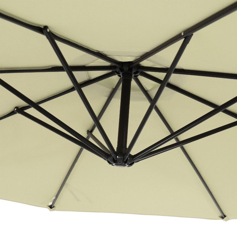 Sunnydaze Outdoor Steel Cantilever Offset Patio Umbrella with Air Vent, Crank, and Base - 9' - Pale Buttercup