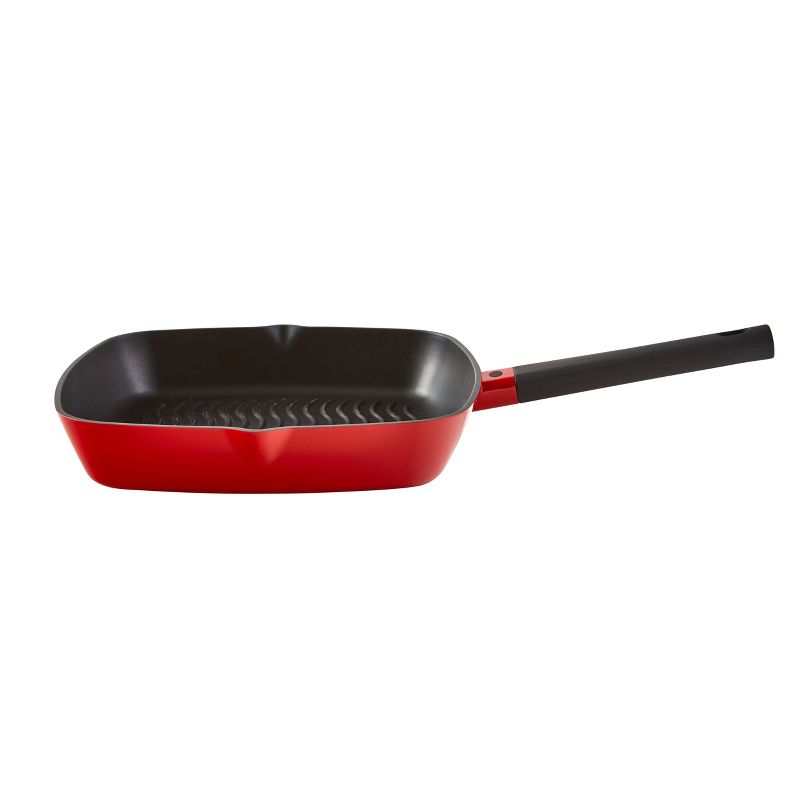 Imusa 11" Red Cast Aluminum Square Grill Pan with Soft Touch Handle