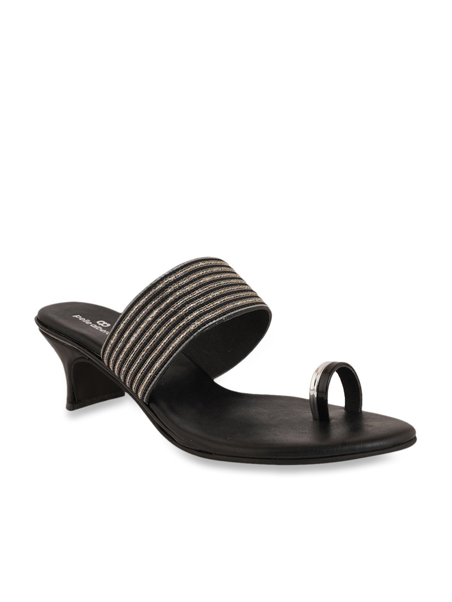 Pelle Albero Women's Black Toe Ring Sandals