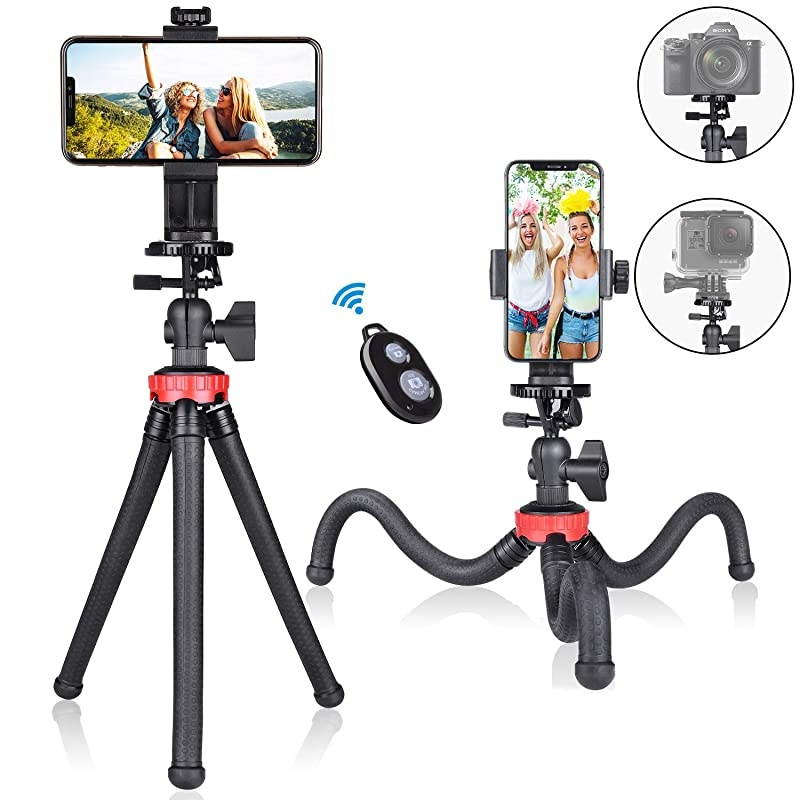 Smartphone Mobile Cell Phone Selfie Tripod Portable Flexible Mini Travel Camcorder Tabletop Stand Mount Holder for iPhone Samsung Webcam Youtuber Reivewer Vlogging Live Streaming Podcast