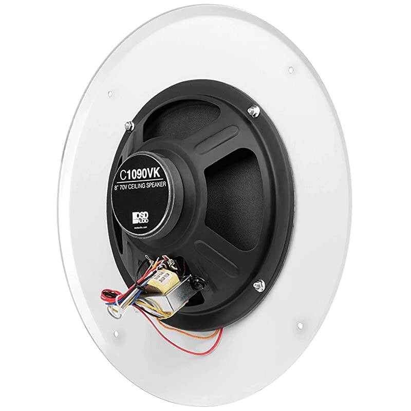 8" Commercial 70V Ceiling Speaker w/Front Volume Control Knob Single White C1090