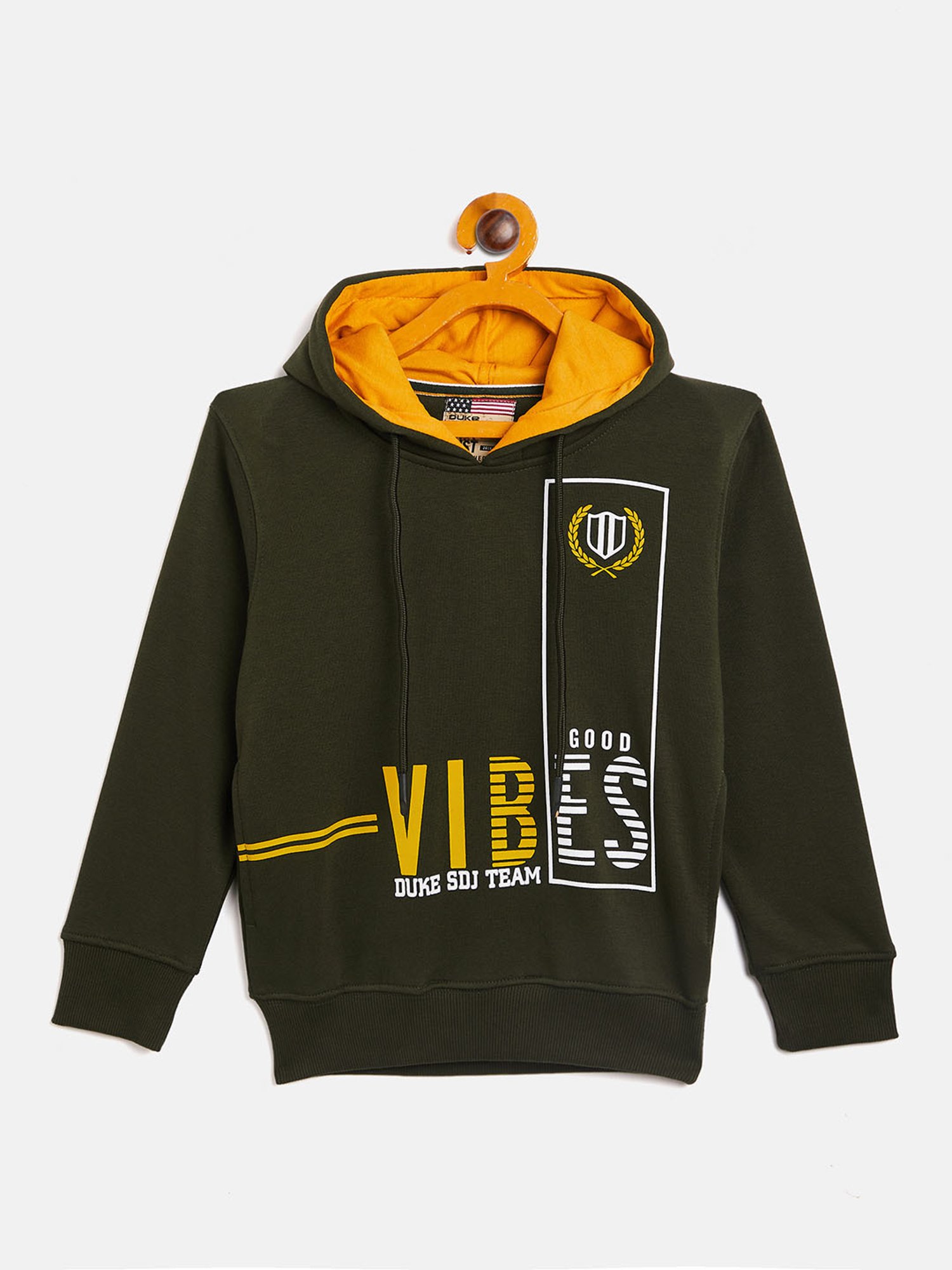 Duke Kids Olive Printed Full Sleeves Sweatshirt