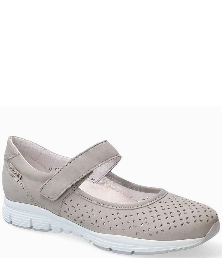 Mephisto Perforated Leather Flat Mary Janes