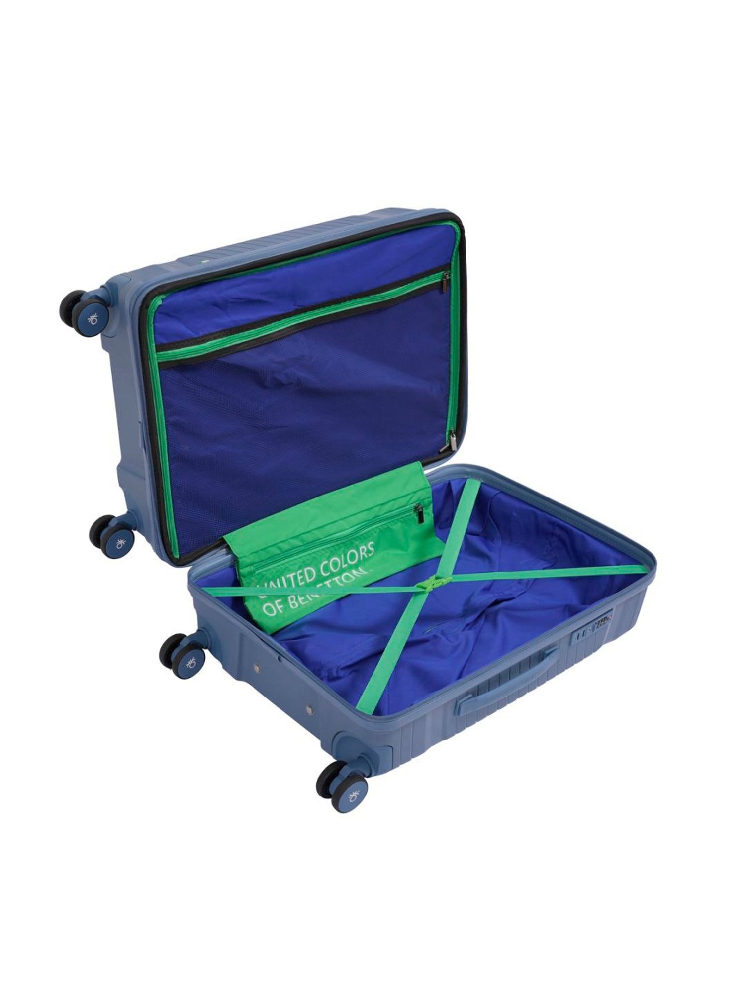 United Colors of Benetton Galaxy Blue Textured Hard Cabin Trolley Bag - 55 Cm
