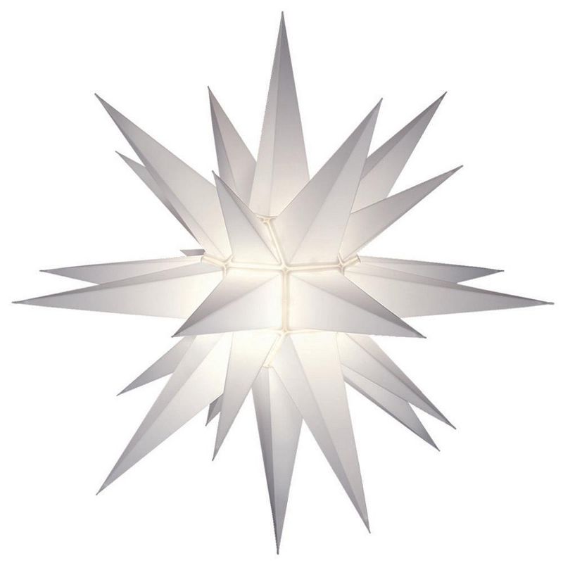 Keystone 21" Pre-lit White LED Advent Star Christmas Hanging Decoration- White Wire