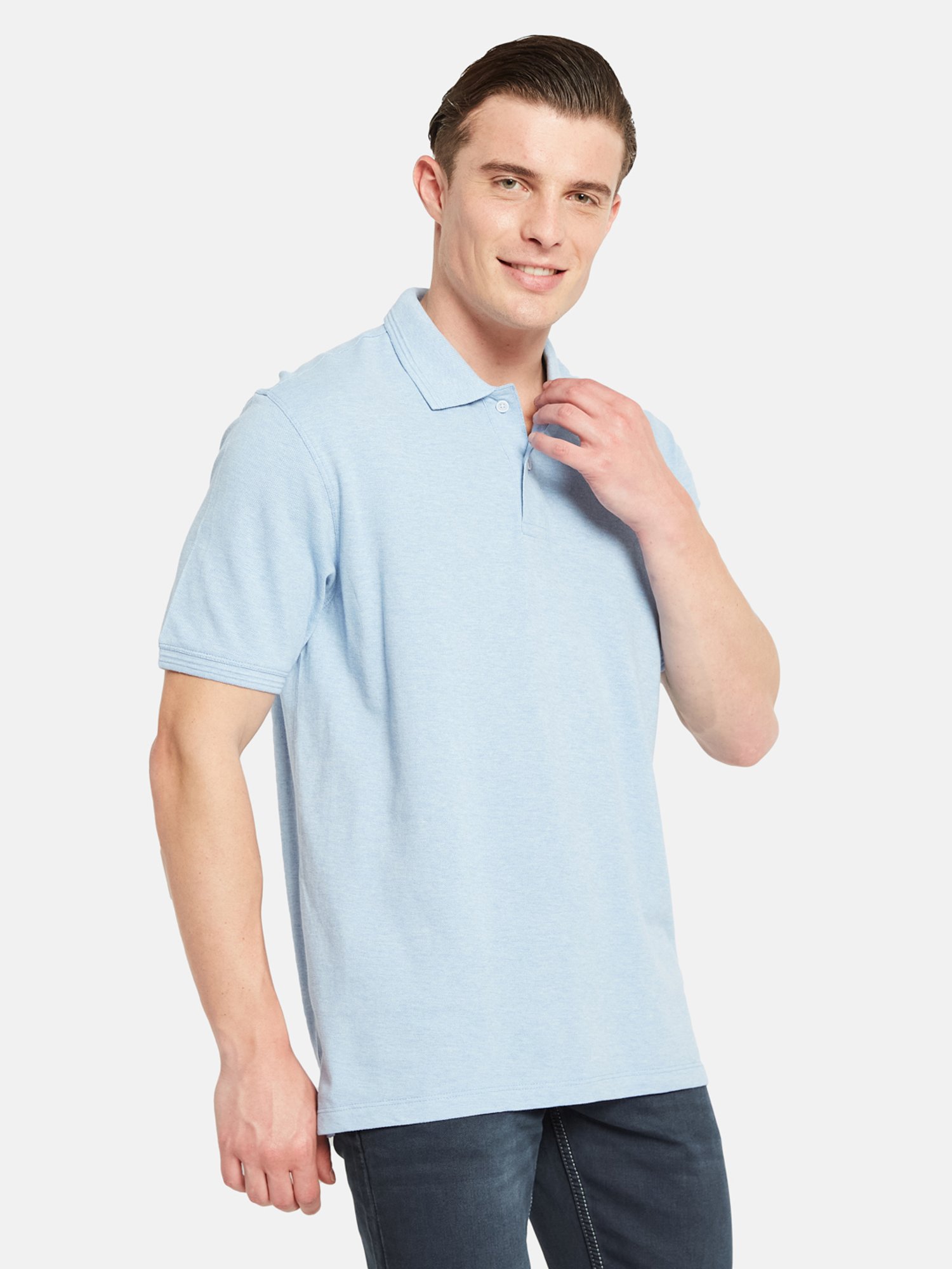 Octave Sky Blue Regular Fit Polo T-Shirt