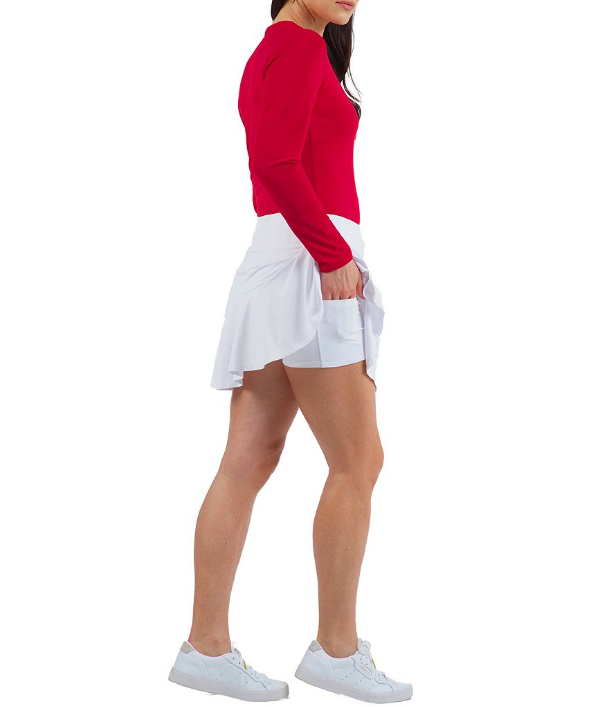 IBKUL Essential Knit Solid Flounce Pull-On Skort