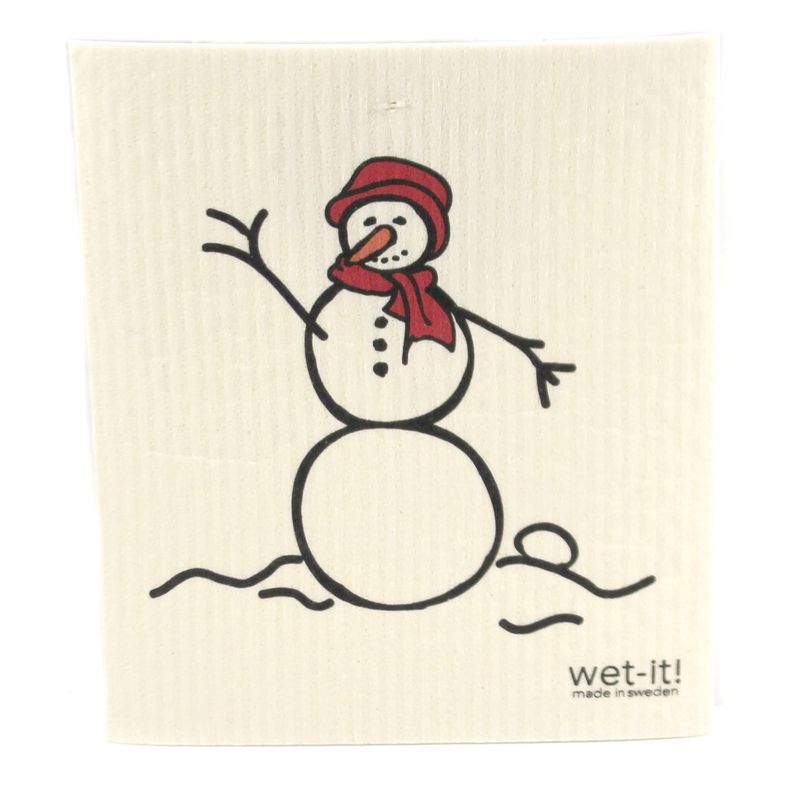 Swedish Dish Cloth 7.75" Snowmen Set Absorbent Cleaning Cloth Winter  -  Dish Cloth