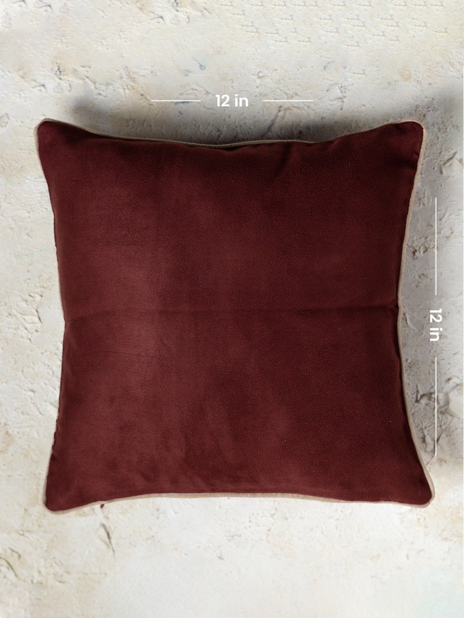 Nestroots Solid Maroon Faux Suede Cushion Covers - Set of 5