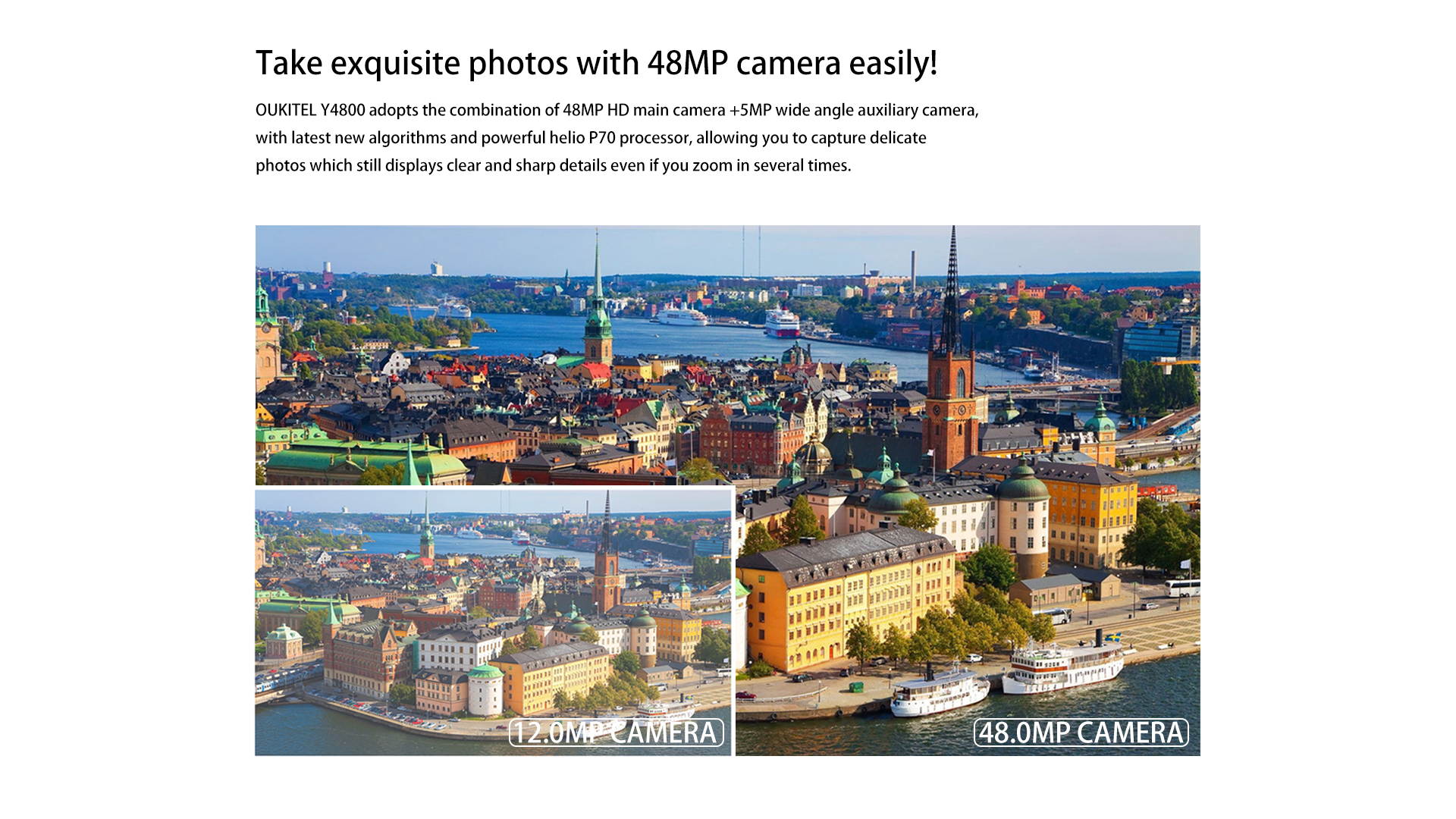 OUKITEL Y4800 (2019) telefono Desbloqueado, camara AI de 48MP + 5MP + 16MP, telefono Inteligente Android 9.0 Dual SIM 4G, 6.3 Pulgadas, 6GB RAM + 128GB ROM, bateria de 4000mAh