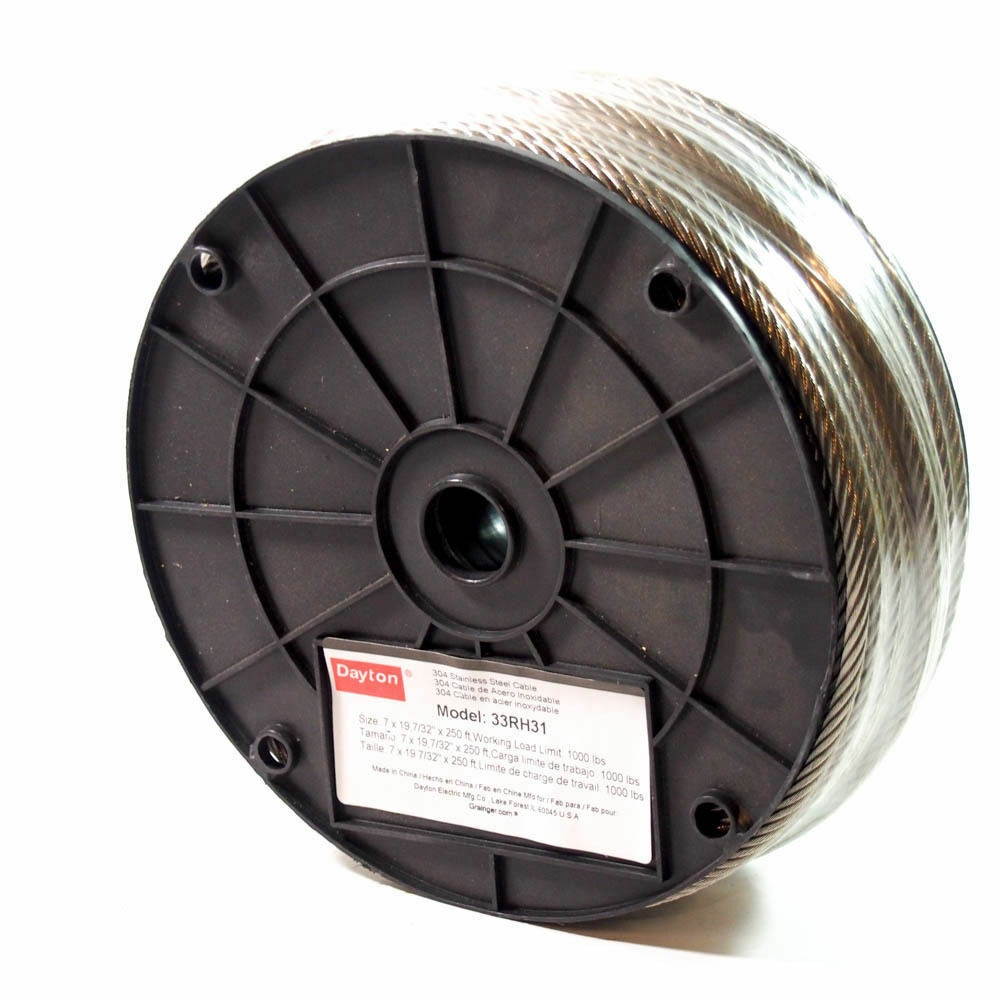 Stainless Steel Cable 250' x 7/32" 33RH31