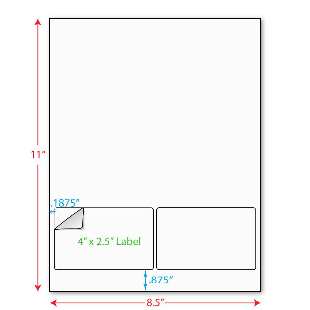 4" x 2-1/2" (4" x 2.5") Integrated Laser Label Form Sheets, 2 Up Labels (Carton of 1000)