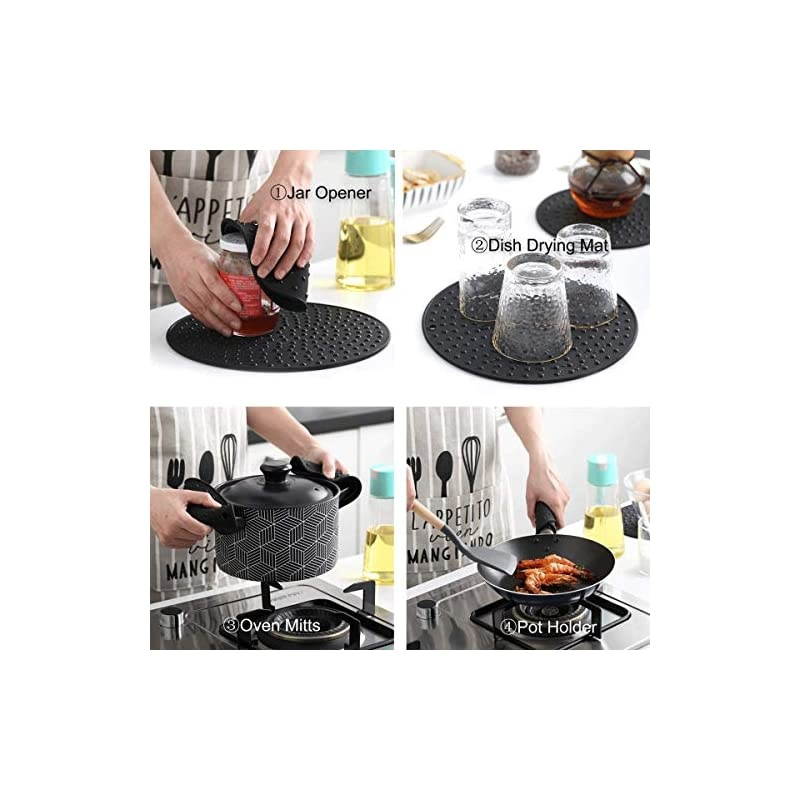 Large, Thick Silicone Trivet Mat Set For Hot Dishes,Pots and Pans, Kitchen Hot Pads for Countertop and Table, Silicone Pot Holders, 2 Large and 2 Regular Sizes S/4 (Teal)