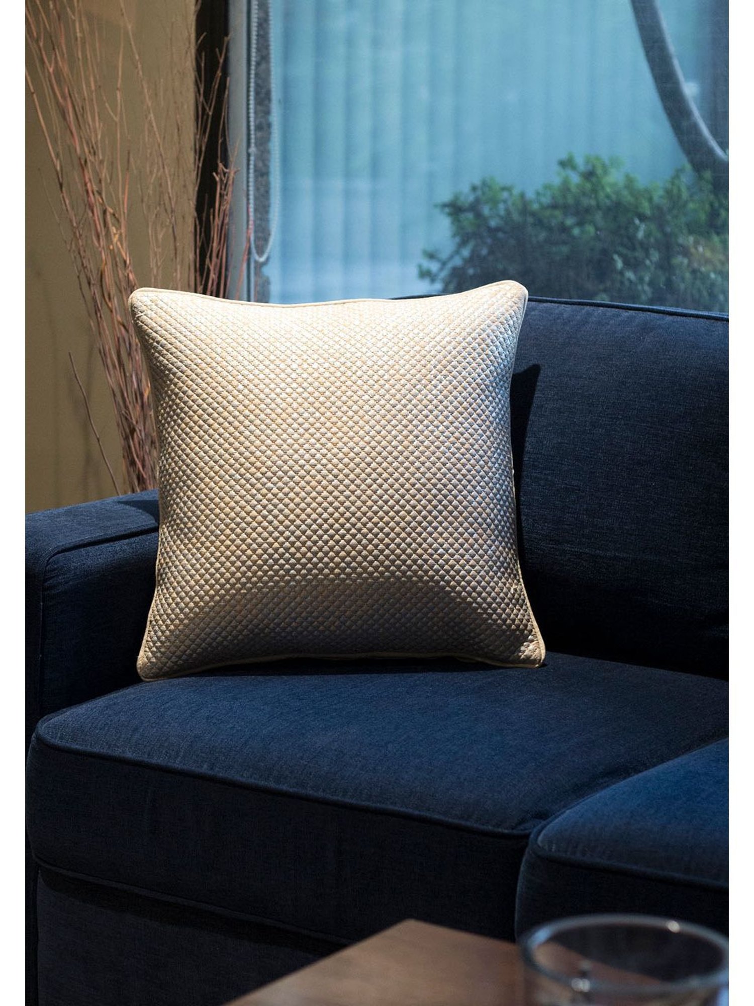 Maspar Printed Peach Cotton Vintage Nostalgic Attire Vint Flow Cushion Cover