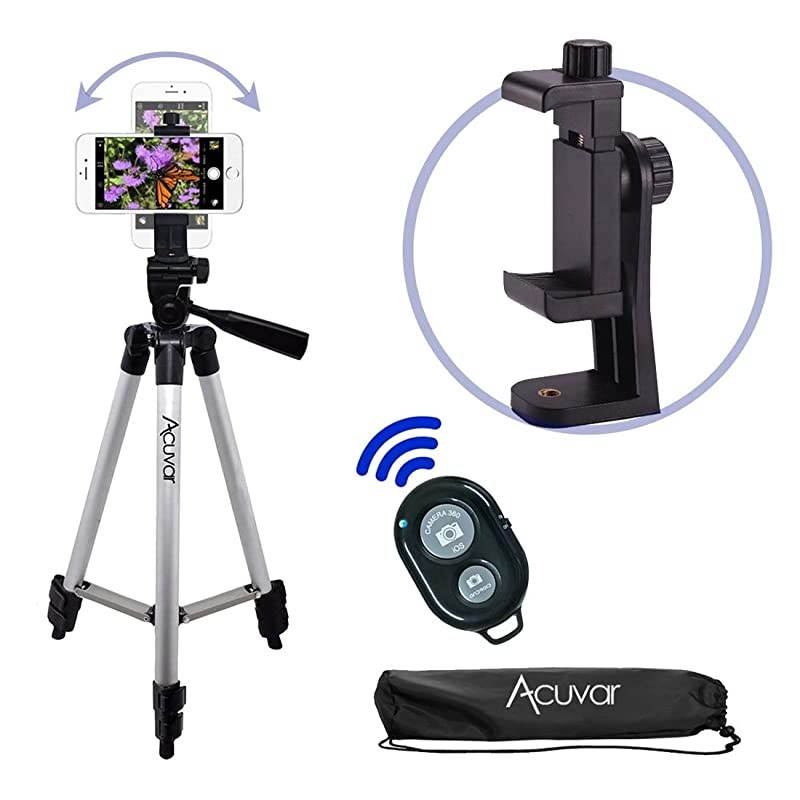 50quot SmartphoneCamera Tripod with Rotating Mount amp Wireless Camera Remote Fits All Smartphones iPhone 11 Pro Max 11 Pro 11 Xs Max Xr X 8 8+ 7 7 Plus Android Note 10 S10+ etc