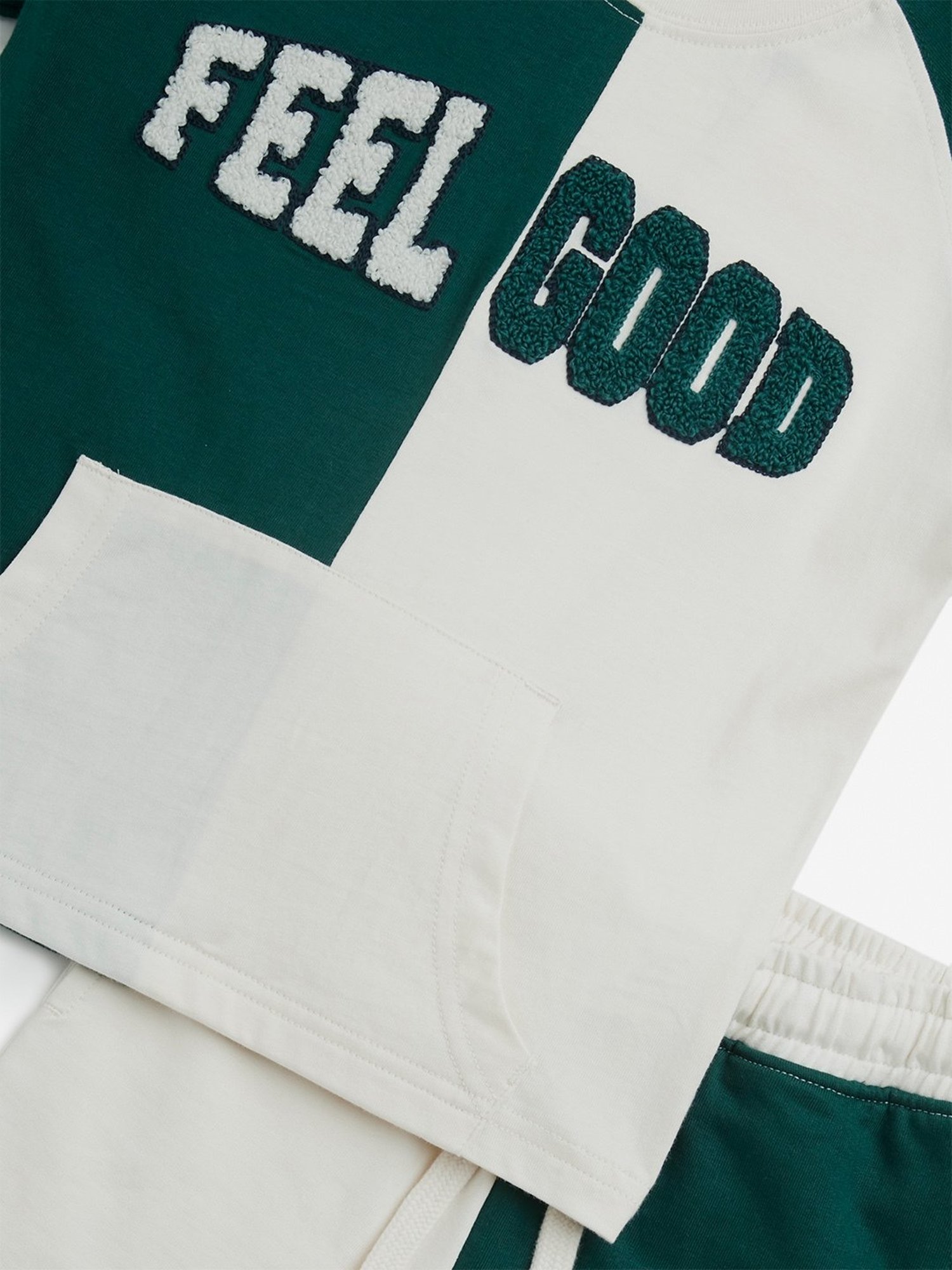 HOP Kids by Westside Green Text Design Cotton T-Shirt and Shorts Set