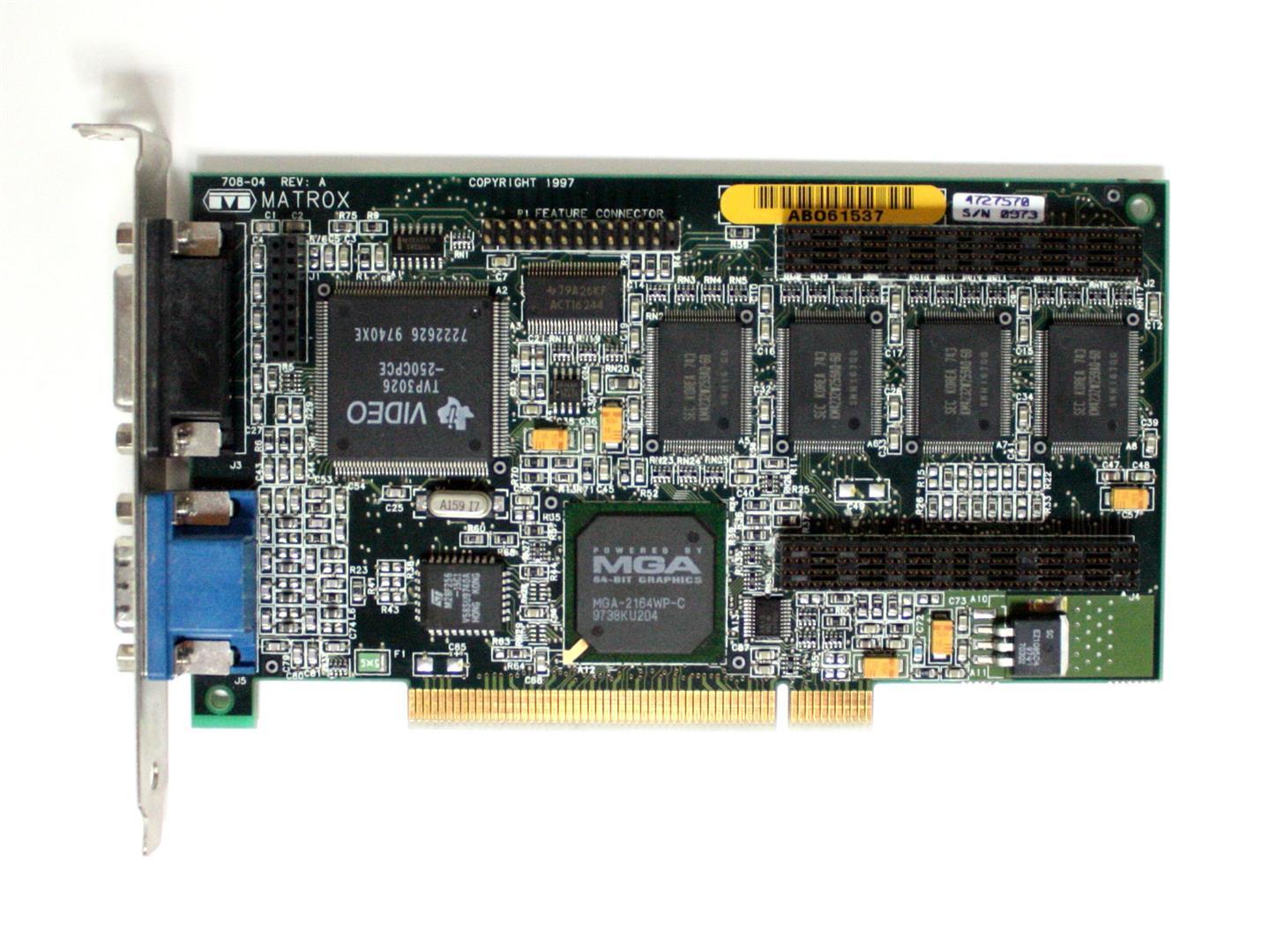 MATROX MIL2P/4BN/20 4MB 708-04 (REV.A) PCI VIDEO CARD